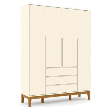 Imagem de Guarda Roupa Infantil Nature Clean 4 Portas Off White Eco Wood - Matic