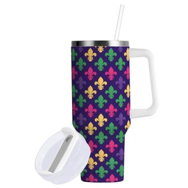 Imagem de ATTX Copo de carnaval de 850 g com alça - Caneca de viagem de aço inoxidável isolada a vácuo, xícara de café à prova de vazamento com canudo #360