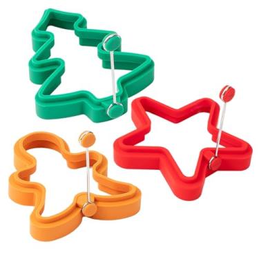 Imagem de Máquina de panqueca de Natal, de de silicone,Anéis de cozinha de em forma de homem de gengibre de árvore de Natal estrela | Molde de panqueca de gadget de cozinha, anéis de cozimento de de silicone an