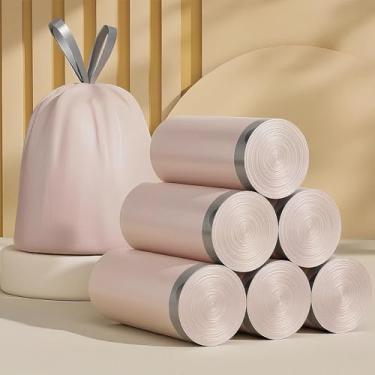 Imagem de Sacos de lixo grandes com cordão de 300 unidades - Sacos de lixo grandes rosa extragrossos sem perfume Forros de cesto de lixo de plástico forte para cozinha, carro, escritório (45 x 42 cm)