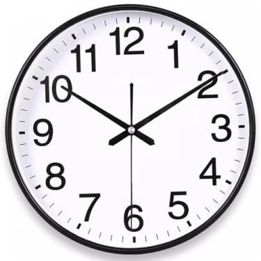 Imagem de Relógio de parede silencioso relógio de parede moderno, quarto, sala de estar, escritório, relógio de quartzo simples, relógio eletrônico, adequado para sala de estar, estudo, quarto, escritório