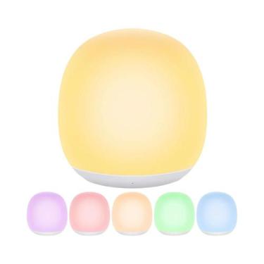Imagem de Luz Noturna Em Forma De Ovo Com 7 Cores, Toque Dimmerizável, Recarregá