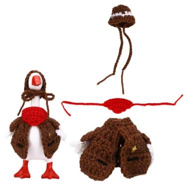 Imagem de Conjunto de Ganso de Mesa Estilo Cowboy, Inclui Roupa Cowboy Marrom Chapéu e Lenço Vermelho Acessórios para Mini Gansos Mesa 17,78cm