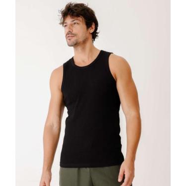 Imagem de Regata Masculina Básica Canelada Marisa Preto-62021, Preto, G