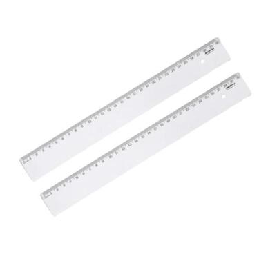 Imagem de Kit 2 Régua escolar transparente 30cm Maxcril New Line nova