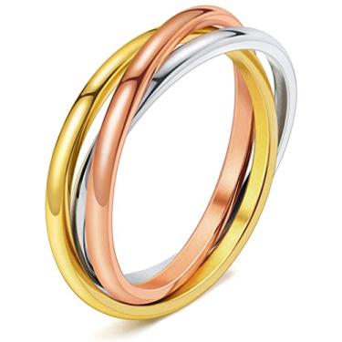 Imagem de DURSI Trinity Interlocked Rolling Triple Ring for Women Girls Kids, Stainless Steel Cross Stacking Puzzle Ring for Fidget Ansiedade, Minimalist Promise Engagement Wedding Wedding Ring, 12, Metal, arenito