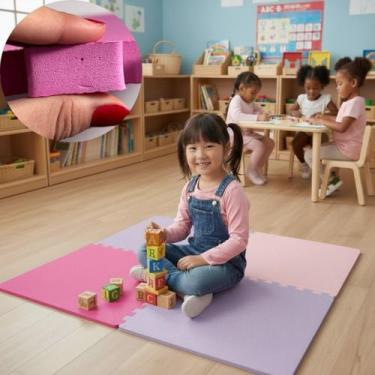 Imagem de Kit 4 Placas Tapete Tatame EVA 50x50cm 20mm 8 Bordas Emborrachado Exer