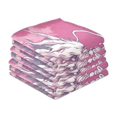 Imagem de Wassud Toalhas de cozinha aquarela dragão chinês panos de prato de cozinha pacote com 6 panos de prato macios com laço para pendurar toalha de mão super absorvente de secagem rápida toalhas de chá de