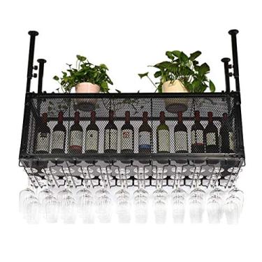 Imagem de Suporte de parede para garrafa de vinho, suporte de parede para pendurar para copo de vinho, prateleira de armazenamento, decoração de bar 60 x 35 cm