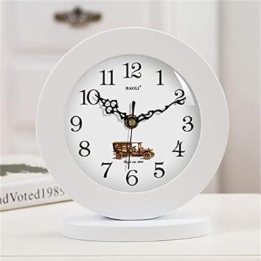 Imagem de Sala de estar Relógio de mesa de madeira europeu decoração de casa mudo moderno sala de estar quarto relógio de mesa escritório relógio de mesa presente (cor: D, tamanho: tamanho único)
