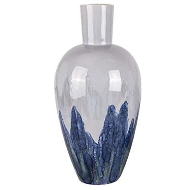 Imagem de Moderno, retrô, chinês, zen, concepção artística, pintado à mão, estufa, esmalte, cinza, vaso de flores decorativo, casa, sala de estar, vaso de cerâmica, centros de mesa