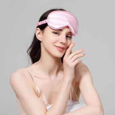 Imagem de Máscara de dormir com alça ajustável, máscaras de olhos para dormir, cobertura de sombra de bloqueio de olhos, leve e respirável para viagens, escritório, uso doméstico, rosa