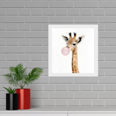 Imagem de Quadro Quadrado Girafinha Chiclete - 33X33Cm
