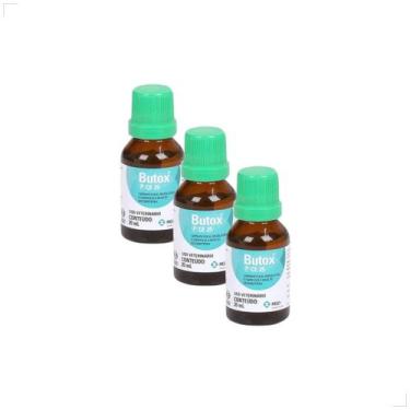 Imagem de kit 3 Butox 20ml Antipulgas e Carrapatos para Cães e Gatos Medida:20ml
