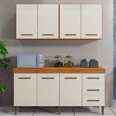 Imagem de Cozinha Completa 7 Portas 3 Gavetas Atenas Naturalle Com Off White