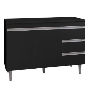 Imagem de Balcão De Cozinha Andréia Com Tampo 120 Cm Preto Fosco - Ajl