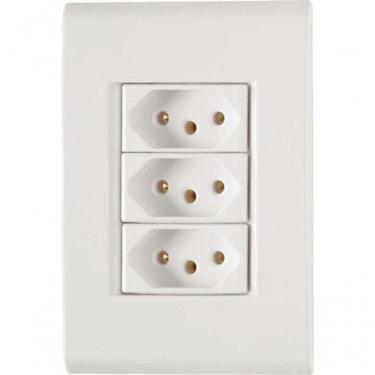 Imagem de Conjunto 4x2 3 Tomadas 2p+t 20 A 250 V Tramontina Liz Branco