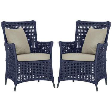 Imagem de Poltronas Igapó Alumínio Pintura Preta Corda Náutica E7 Azul