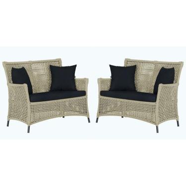 Imagem de 2 Sofás área Externa Igapó Alumínio Preta Corda Náutica E12 Rami