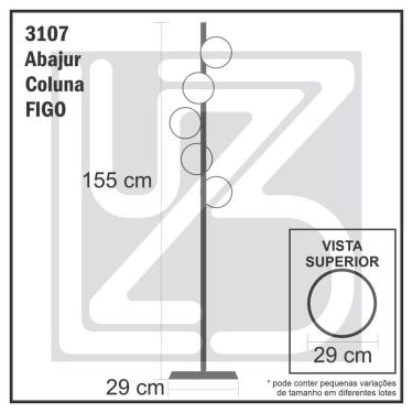 Imagem de Abajur Coluna Piso Figo Preto Com Globo De Vidro Fumê