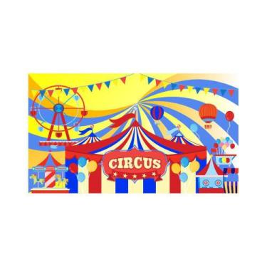 Imagem de Painel de Lona Circo Menino Azul e Vermelho - Fabrika de Festa, 500x25