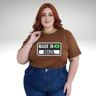Imagem de Camiseta Feminina Plus Size Estampa Made In Brasil Brasileiridade-Feminino