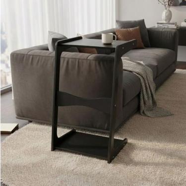 Imagem de Mesa de Canto Itália Suporte Lateral Sofá com Base Clássica Curva Pret