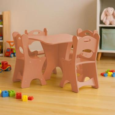 Imagem de Mesa Infantil com 4 Cadeiras Elise para Criança Atividade Escola Crech
