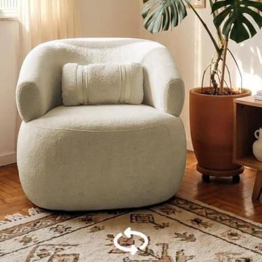 Imagem de Poltrona Orgânica Giratória Chloe Decorativa com Almofada Plumante Bou