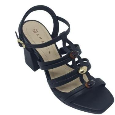 Imagem de Sandália Ramarim Feminina com Enfeite em Pedras e Salto 9cm-Feminino