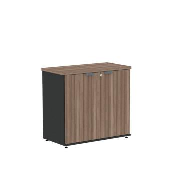 Imagem de Armário Baixo para Escritório com 2 Portas Preto/Walnut