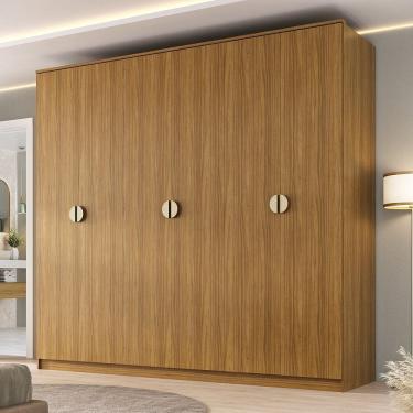 Imagem de Guarda Roupa Casal 100% Mdf Bp 6 Portas 4 Gavetas Asti Nogueira
