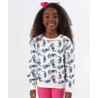 Imagem de Blusão Infantil Moletom Stitch Tam 4 a 10 Off White-37085 - Disney, Of