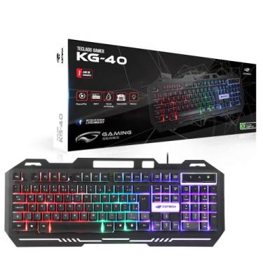 Imagem de Teclado Gamer C3Tech KG-40BK ABNT2 Iluminação LED Multicor USB Anti-Re