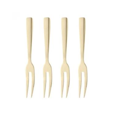 Imagem de Conjunto De 4 Garfos Para Aperitivo De Aço Inox Dourado Wolff