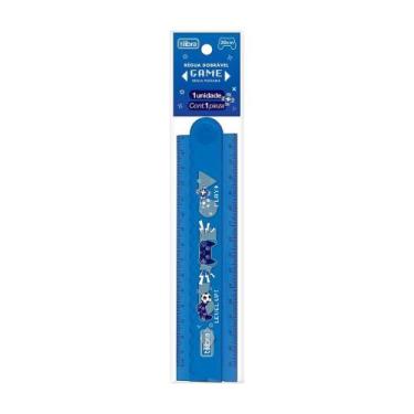 Imagem de Régua Escolar Tilibra Régua 30cm Dobrável Azul em Plástico Resistente 