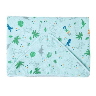 Imagem de Toalha De Banho Felpuda C/ Capuz Dinossauro Papi 70Cm X 70Cm