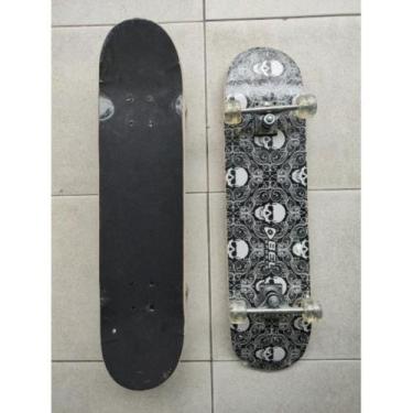 Imagem de Skateboard Semi-pro Rodas PU - CAVEIRA PRETO E BRANCO