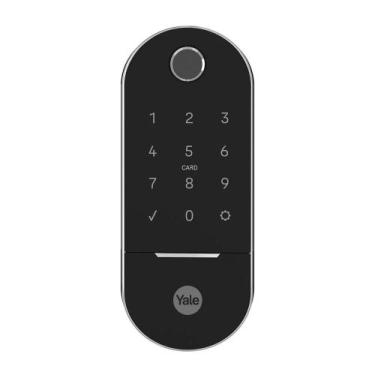 Imagem de Fechadura Yale Lia Digital Embutir Preta e Cromada Externa IP55