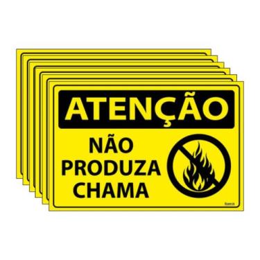 Imagem de Combo 6 Placas De Sinalização Atenção Não Produza Chama 30x20 Ecom IA 