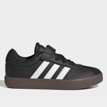 Imagem de Tênis Infantil Adidas VL Court, Preto, Branco, 30