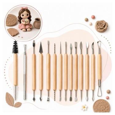 Imagem de Kit Estecas Para Artesanato Argila Biscuit Massa De Modelar - Falcon, 