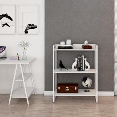 Imagem de Estante de Livros Industrial Aço 80CMX104CM 3 Prateleiras Kuadra Branc