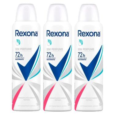 Imagem de Kit 3 Desodorante Rexona Sem Perfume Aerosol Antitranspirante 72h 150m