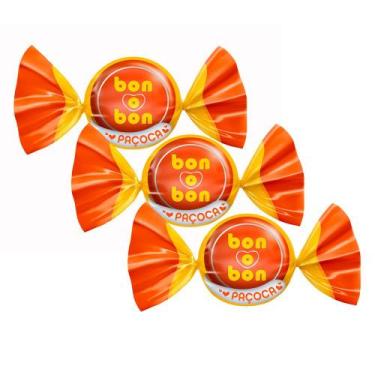 Imagem de Kit 3 Bombom Bon O Bon Sabor Paçoca 15g com 1 Unidade
