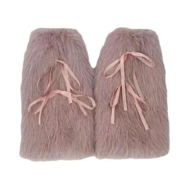 Imagem de Polainas De Pelúcia Brancas Com Laço Para Mulheres, Estilo Harajuku JK