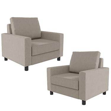 Imagem de Kit 02 Poltronas Decorativas Para Sala De Estar E Recepção Malta L02 Linho Bege - Lyam Decor