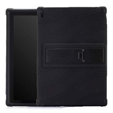 Imagem de CHAJIJIAO Capa ultrafina para tablet Lenovo Tab E10 capa protetora de silicone com suporte invisível capa traseira (cor: preta)