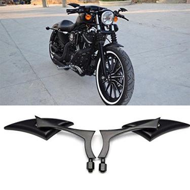 Imagem de Preto 8 mm/10 mm motocicleta lança lâmina retrovisores laterais para cruiser chopper Sportster Dyna Softail Street Bike Scooter Dirt Bike