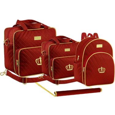 Imagem de Kit Bolsa Maternidade Com Trocador E Mochila Plike Baby Bordô Tm-Dr3